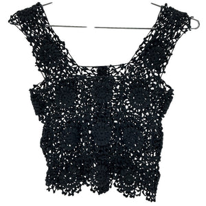 Alix Pinho Crocheted Black Maya Tank Top Size L