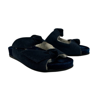Alexandre Birman Shearling Lined Blue Clarita Slides Size 37.5 EU / 7.5 US
