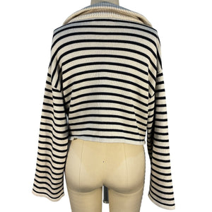 L'Academie Striped Ivory Navy Laila Sweater Size XS