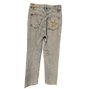 Reformation High Rise Straight Star Embroidered Sloane Cynthia Size 24 Denim Jeans