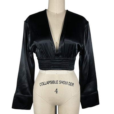 Alexander Wang Sleek Black V Neck Blouse Size XS NWT