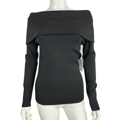 Tuckernuck Ribbed Black Adrianna Off-The-Shoulder Top Size M NWT