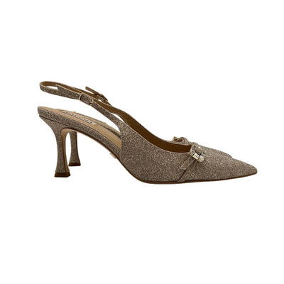 Badgley Mischka Glittered Beige Annmarie Slingback Pumps Size 11