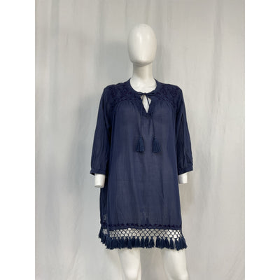 Roller Rabbit Lucknow Blue Cotton Serafina Tunic Size L