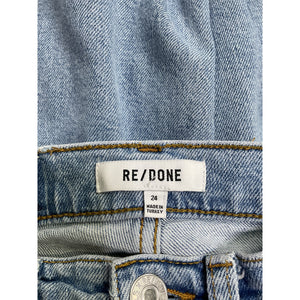 Re/Done '70S' Blue Cotton Stove Pipe High-Rise Straight Jeans Size 24
