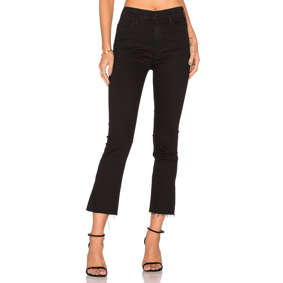 Mother Classic Black Hustler Ankle Fray Denim Jeans Size 27