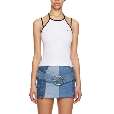 Marine Serre Ribbed White Tennis Court Tank Top Size S