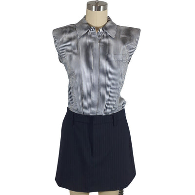Simkhai Striped Blue Graham Shirting Combo Dress Size 6