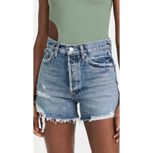 Agolde 'Dee' Blue Cotton High Rise Denim Jean Shorts Size 23