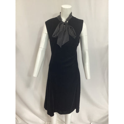 Ralph Lauren 'Tie-Neck' Black Velvet Dress Size 12