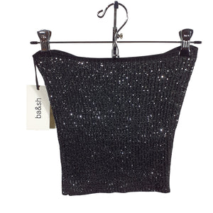 Ba&sh Sequined Black Puck Strapless Size XS Top NWT
