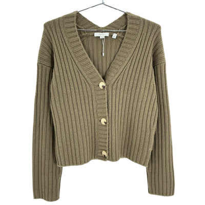 Vince Ribbed Green Cardigan Sweater Size M