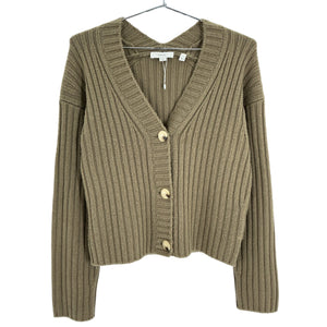Vince Ribbed Green Cardigan Sweater Size M