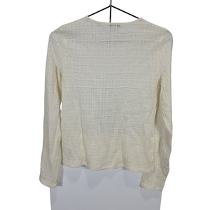 Vince Textured Lace Plaid Jacquard Wool Long Sleeve Size M Top