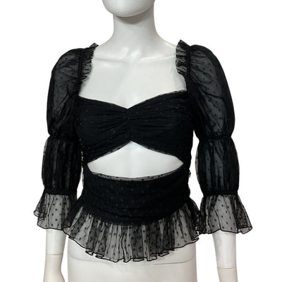 Lpa Sheer Black Dolores Top Size XXS