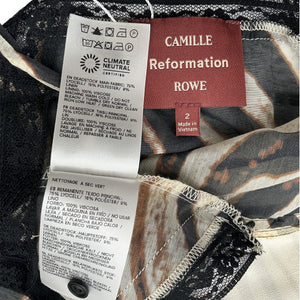 Reformation Lace Trim Zebra Print Multicolor Camille Camisole Size 2