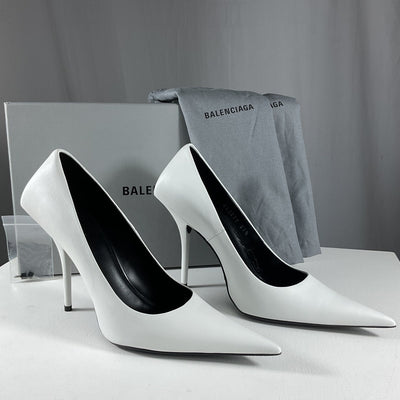 Balenciaga Sleek White Square Knife Pumps Size EU 37.5 / US 7.5