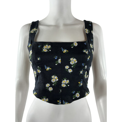 Reformation Floral Daisy Embroidery Rover Linen Top Tank Size 2