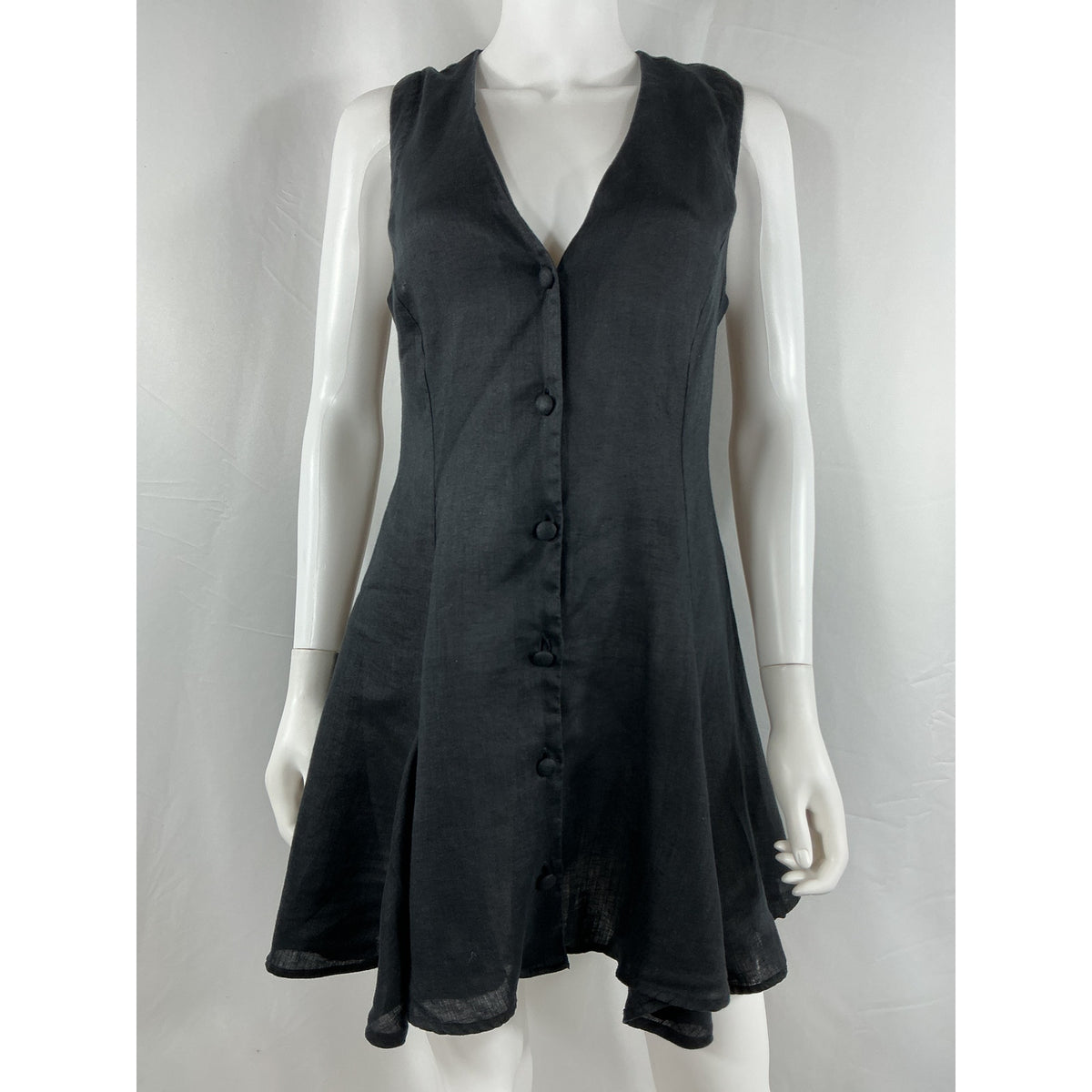 Dôen 'Aubrey' Black Linen Mini Dress Size S
