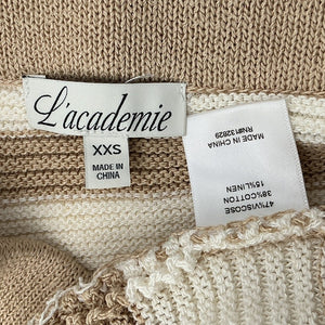 L'Academie Striped Knit Beige Drea Mini Skirt Size XXS