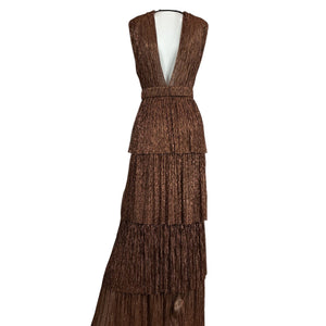 Sabina Musayev Metallic Brown Skylar Gown Size S