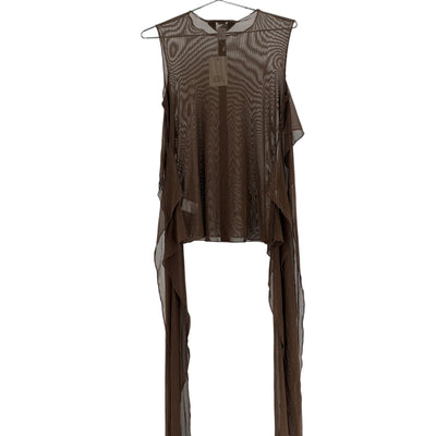 Kim Shui Sheer Brown Jersey Tie Top Size M