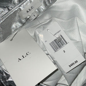 A.L.C. Pleated Silver Tori Skirt Size 2 NWT