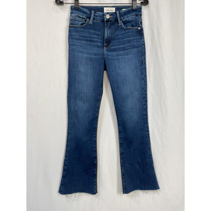 Frame 'Le' Blue Cotton Cropped Mini Mid Rise Bootcut Denim Jean Size 24