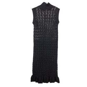 Ganni Metallic Black Turtleneck Midi Size XXS Dress