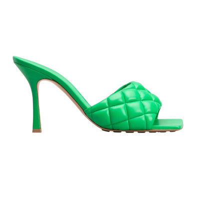 Bottega Veneta Quilted Green Padded Mules Size 7 US / 37 EU