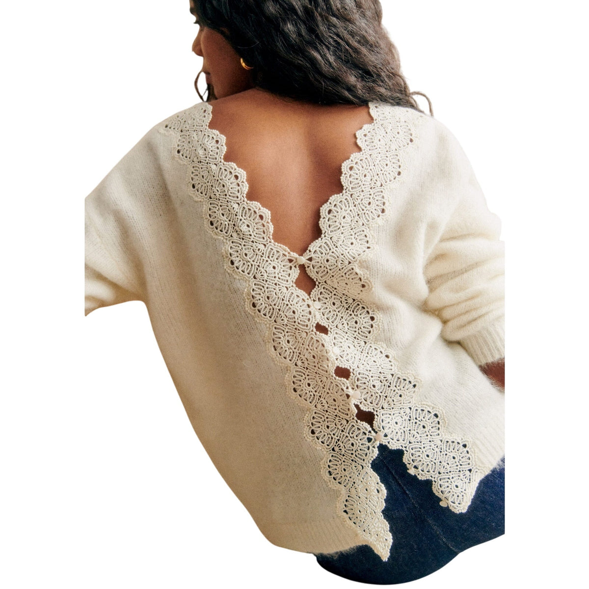 Sézane 'Astride' Cream Wool Jumper Size S