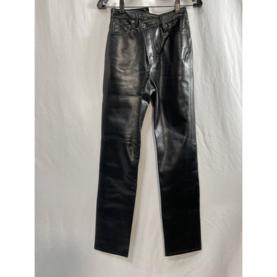 Agolde 'Criss Cross' Black Cowhide Straight Pants Size 23