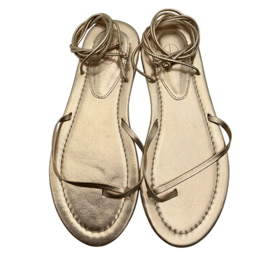 Porte & Paire Metallic Gold Lace-Up Sandals Size 38 EU
