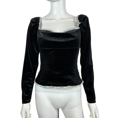 Astr The Label Velvet Black Briella Corset Top Size M