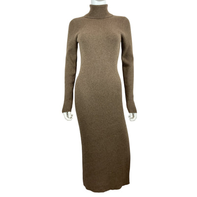 Reformation Ribbed Brown Robin Sweater Dress Size M