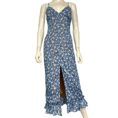 Majorelle Floral Blue Quincy Midi Dress Size XXS