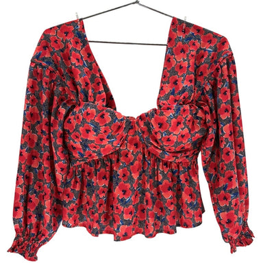 House Of Harlow 1960 Floral Multicolor Burna Blouse Size XS