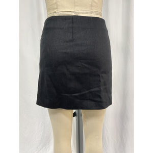 Anine Bing 'Natalia' Black Linen Wrap-Front Mini Skirt Size S
