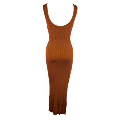 Aknvas Cutout Ribbed Brown Maddy Maxi Dress Size S