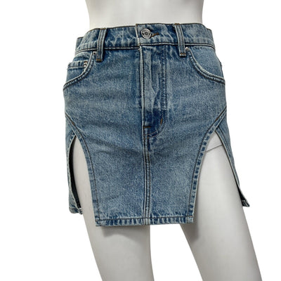 Grlfrnd Edgy Blue Jasmine Mini Skirt Size 23