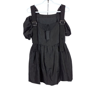 Simone Rocha Gathered Black Taffeta Mini Size 4 US / UK 8 Dress NWT