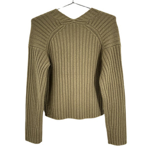 Vince Ribbed Green Cardigan Sweater Size M