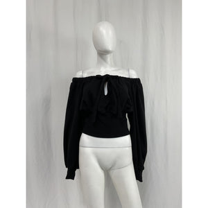 Tularosa 'Taylor' Black Cotton Ribbed Top Size S