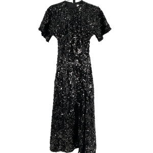 Ganni Velvet Black Sequin Maxi Dress Size 32