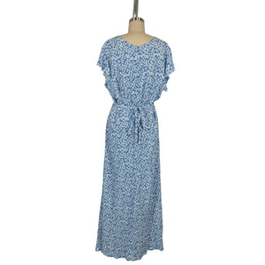 Faithfull The Brand Floral Blue Magdelena Midi Dress Size XXL