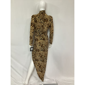 Norma Kamali Long Sleeve Turtle Neck 'Side Drape' Brown Gown Size M - NWT
