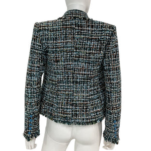 L'agence Tweed Green Blue Black Multi Brooke Blazer Size 0