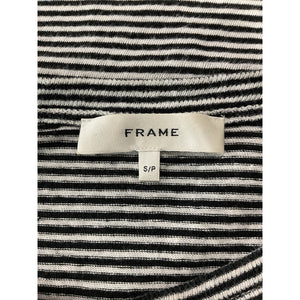 Frame Striped Black Multi Baby Tee Top Size S