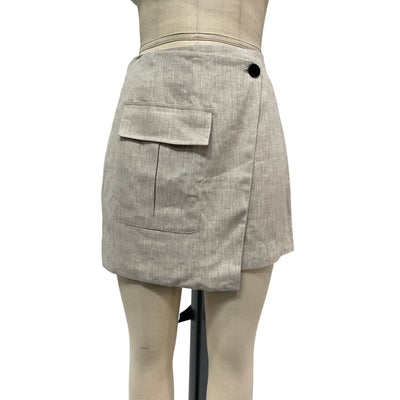 Matthew Bruch Chic Beige Wrap Cargo Mini Skirt Size 3