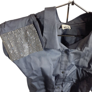 Alix Nyc Embellished Slate Loretta Button Down Size S Shirt